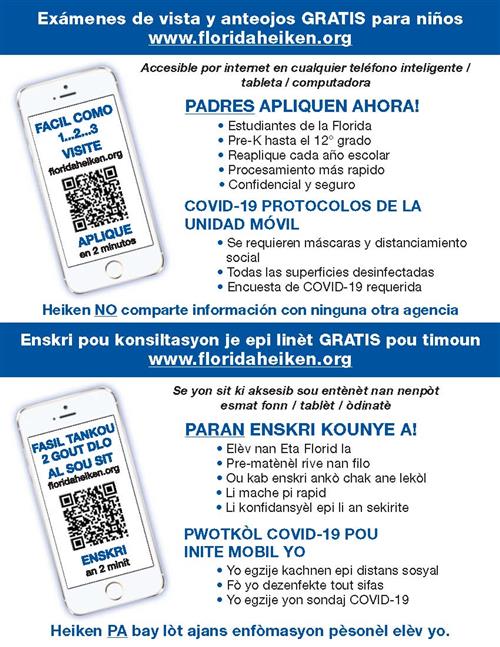 Picture of the Heiken Flyer in Spanish and Creole